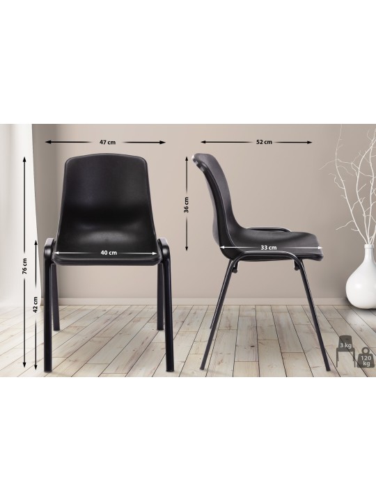 Nowra muovinen pinottava tuoli, musta