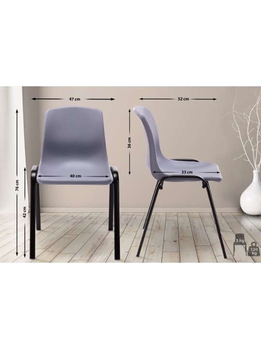 Nowra muovinen pinottava tuoli, harmaa