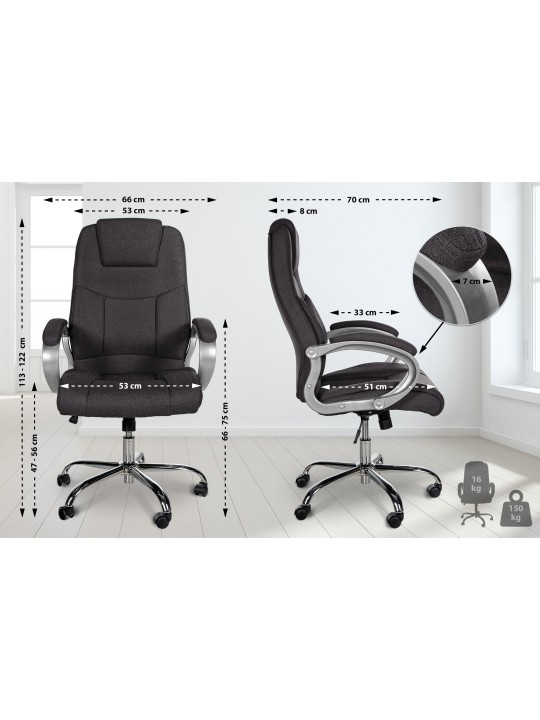 Työtuoli BIG Apollo kangasta, tummanharmaa