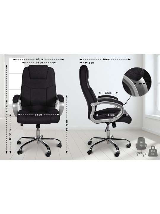 Työtuoli BIG Apollo kangasta, musta