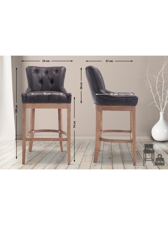 Baarijakkara Lakewood aitoa nahkaa, antiikkivalo, ruskea