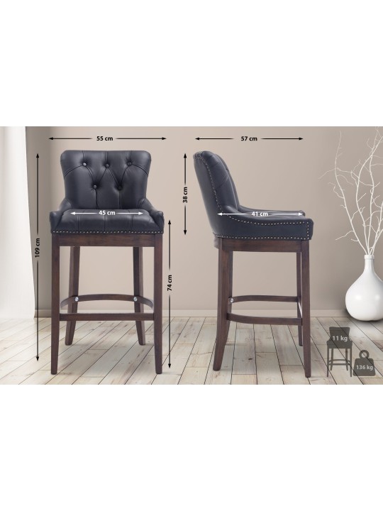 Baarijakkara Lakewood aitoa nahkaa, antiikki, musta Baarijakkara Lakewood aitoa nahkaa, antiikki, musta