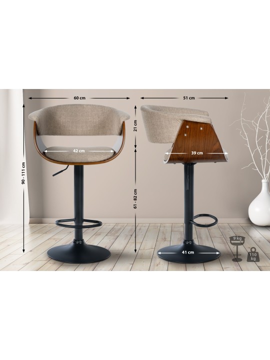 2 baarijakkaran setti Vestal kangas, pähkinä/kermanvärinen 2 baarijakkaran setti Vestal kangas, pähkinä/kermanvärinen