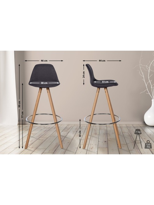 Baarijakkara Corbin kangas pyöreä natural, tummanharmaa