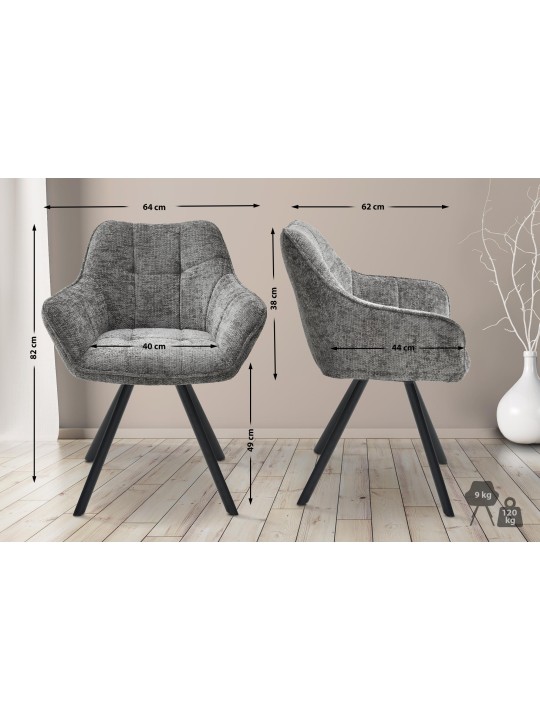 Scott-kankainen ruokapöydän tuoli, tummanharmaa