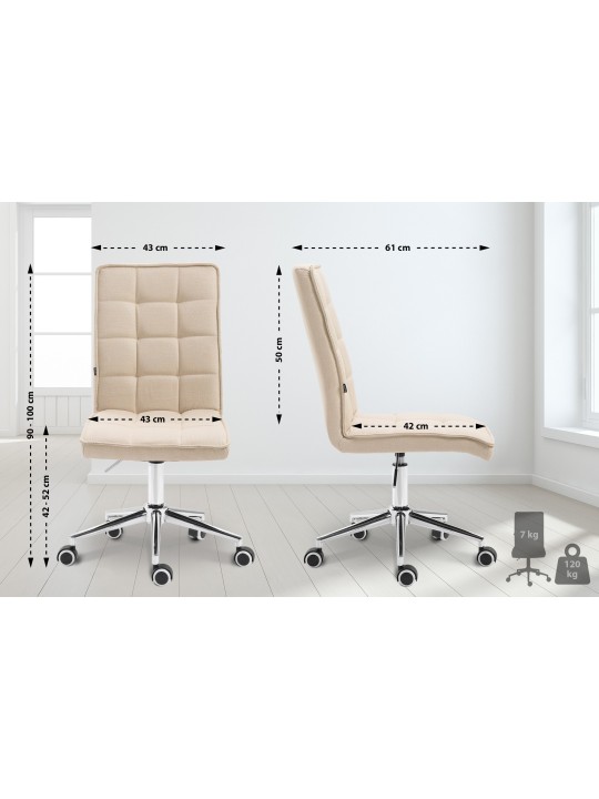 Työjakkara Peking V2 kangasta, kermanvärinen