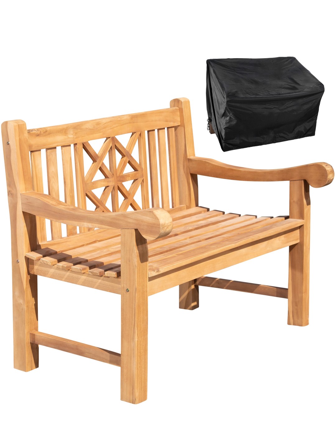 Tiikkipenkki Florida 120 cm kannella, tiikki