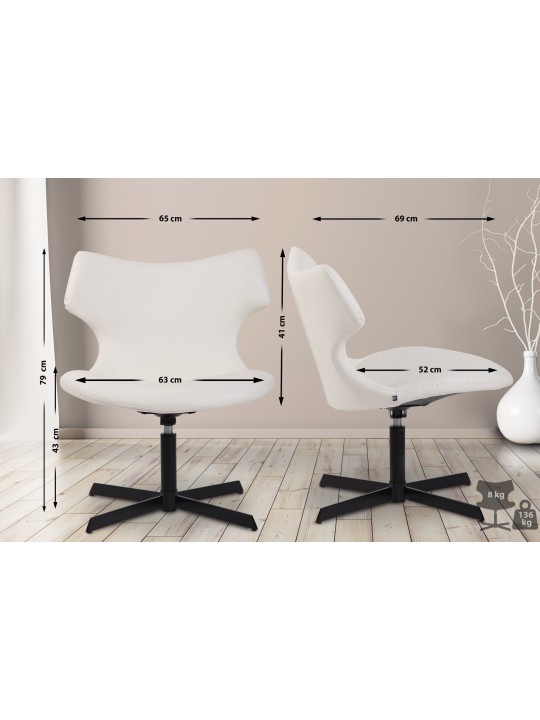 Lounger Welland keinonahkaa, valkoinen