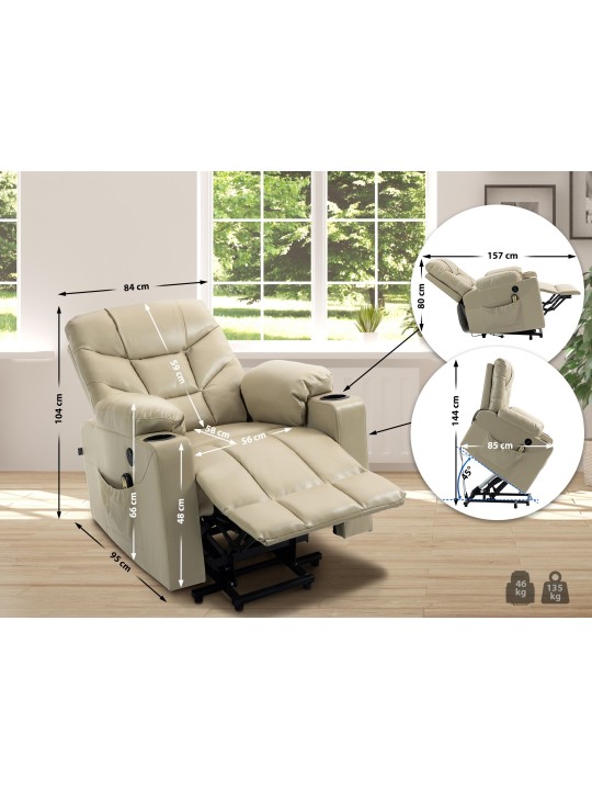 Andover nojatuoli keinonahkaa, kermanvärinen