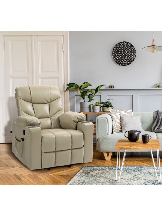 Andover nojatuoli keinonahkaa, kermanvärinen