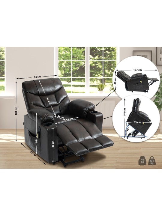 Andover nojatuoli keinonahkaa, ruskea