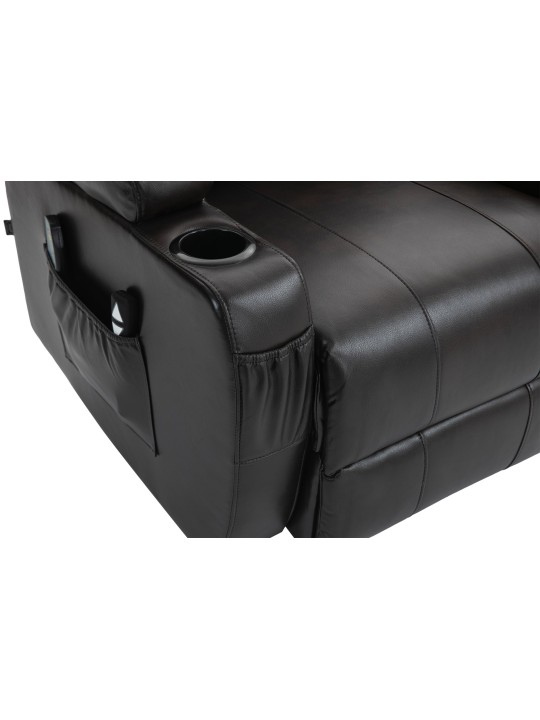 Hepler-nojatuoli hierontatoiminnolla keinonahkaa, ruskea