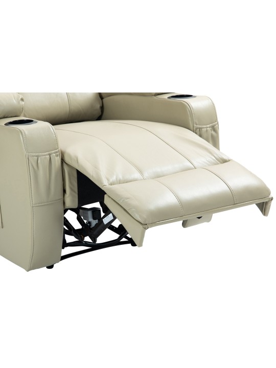 Hepler-nojatuoli hierontatoiminnolla keinonahkaa, kermanvärinen