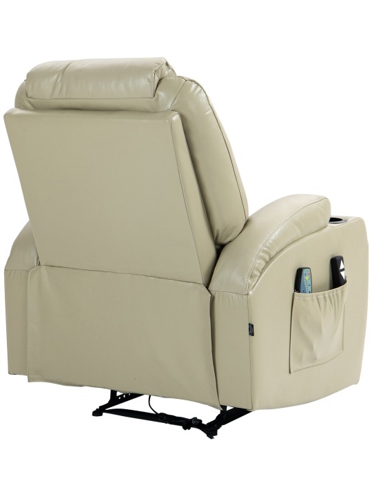 Hepler-nojatuoli hierontatoiminnolla keinonahkaa, kermanvärinen