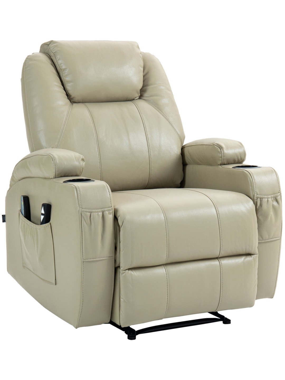 Hepler-nojatuoli hierontatoiminnolla keinonahkaa, kermanvärinen