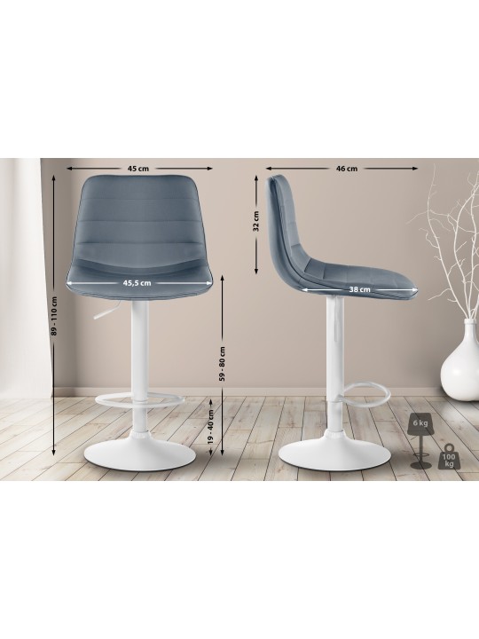 2 baarituolisarja Lex keinonahka W, harmaa