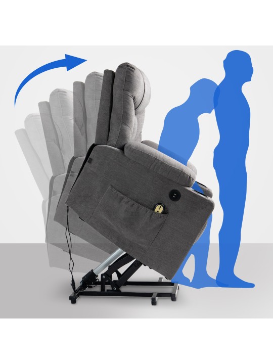 Nojatuoli Andover kangasta, harmaa