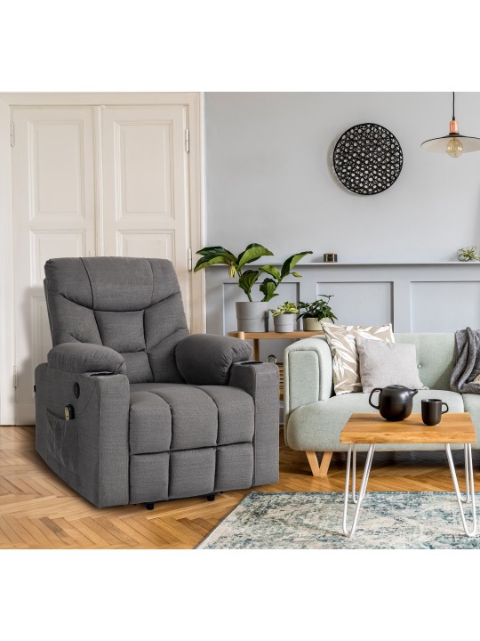 Nojatuoli Andover kangasta, harmaa