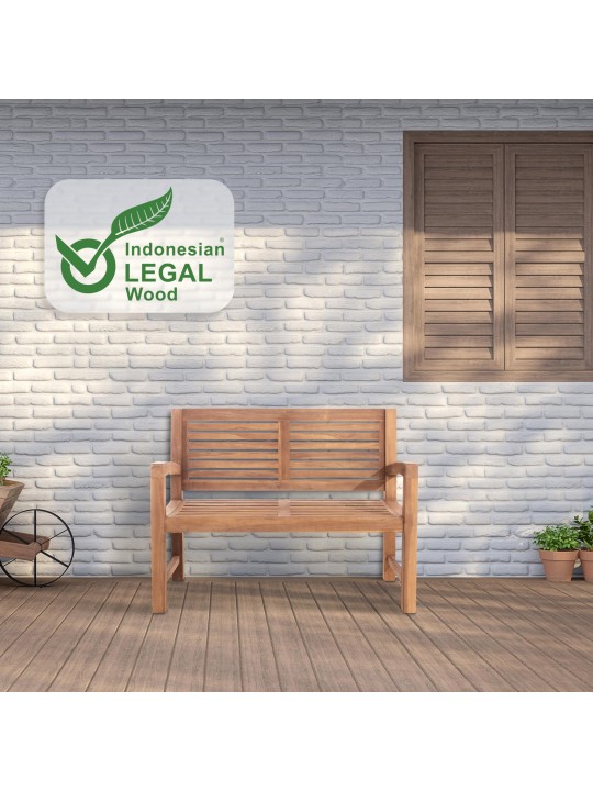 Tiikkipenkki Halden 120 cm kannella, tiikki Tiikkipenkki Halden 120 cm kannella, tiikki