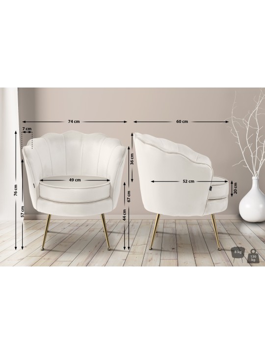 Tuoli Rosita samettia, kermanvärinen Tuoli Rosita samettia, kermanvärinen