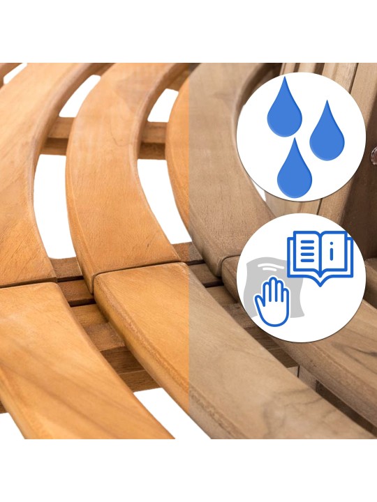 Leming-puupenkki puolipyöreä 250 cm, tiikki