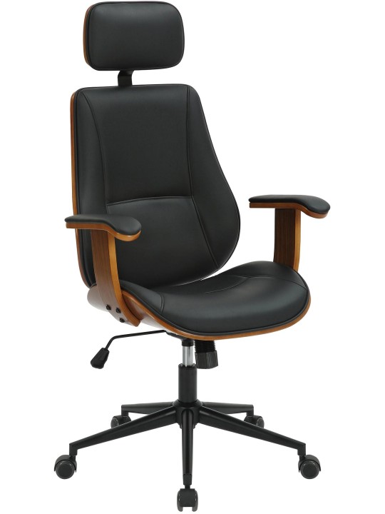 Työtuoli Lugo keinonahkaa, pähkinä/musta