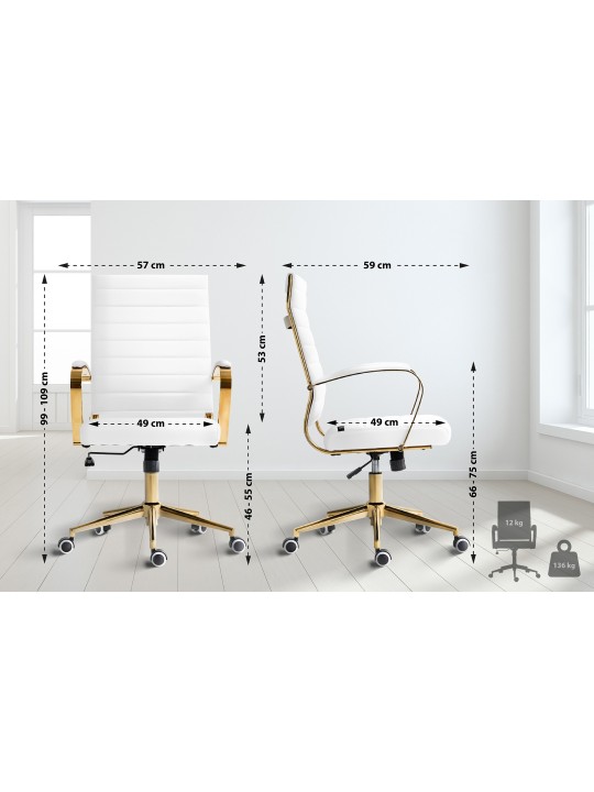 Havana keinonahkainen työtuoli, valkoinen