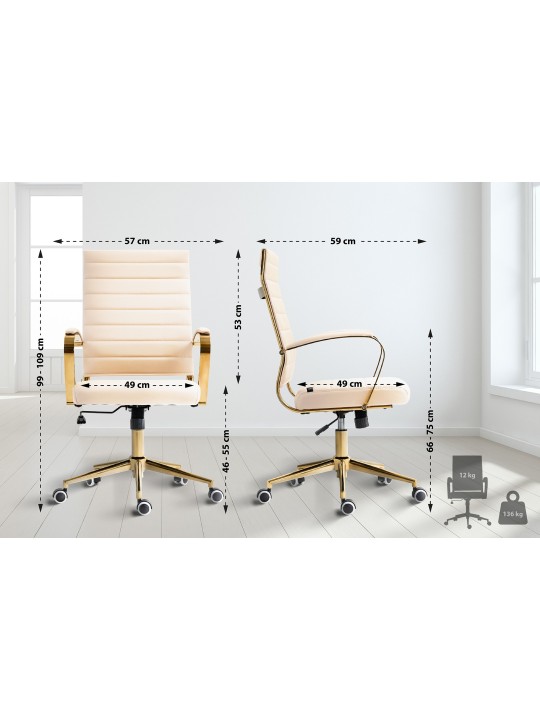 Havana keinonahkainen työtuoli, kermanvärinen