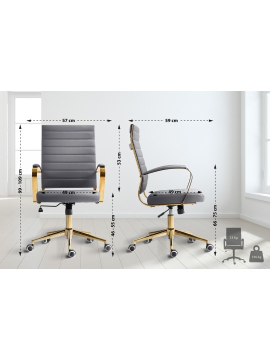 Havana keinonahkainen työtuoli, harmaa