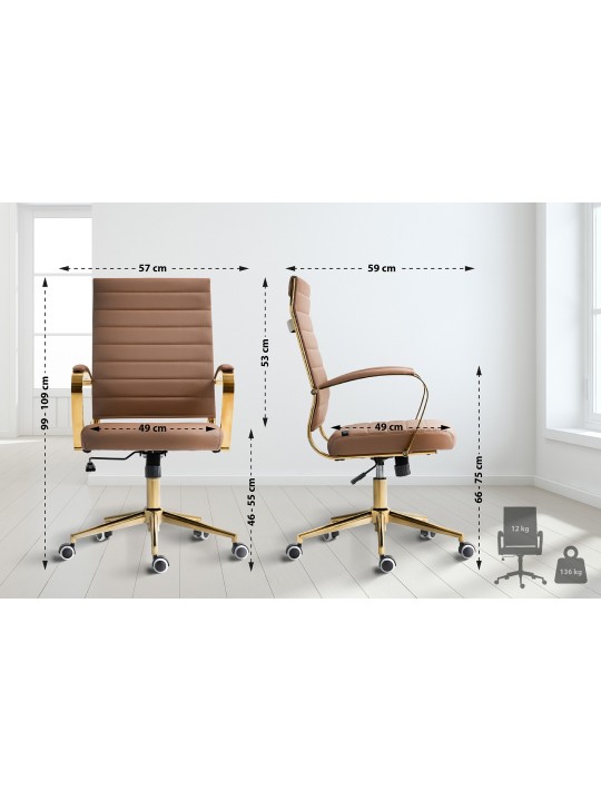 Havana keinonahkainen työtuoli, vaaleanruskea