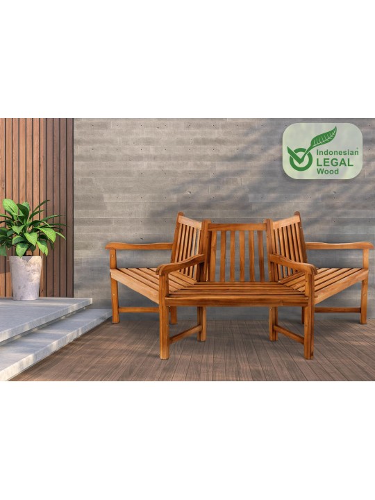 Kenna puupenkki käsinojalla puoliympyrän muotoinen 200 cm, tiikki