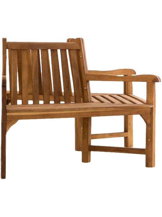 Kenna-puupenkki käsinojalla puoliympyrän muotoinen 250 cm, tiikki