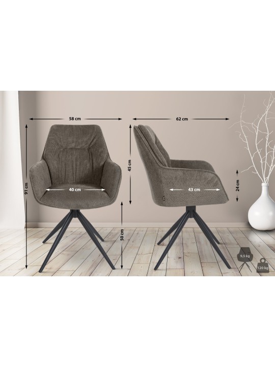 Jules kangas ruokapöydän tuoli, tummanharmaa