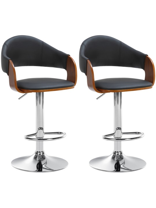 2 baarituolisarja Nilse keinonahka kromi, pähkinä/musta