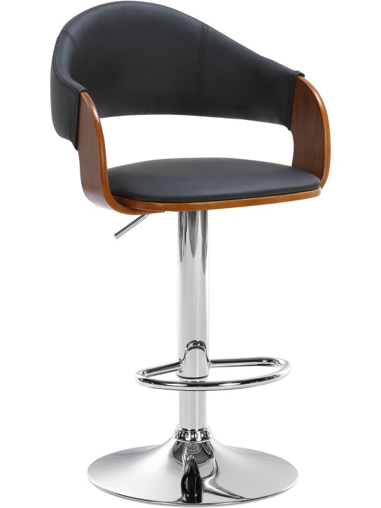 2 baarituolisarja Nilse keinonahka kromi, pähkinä/musta