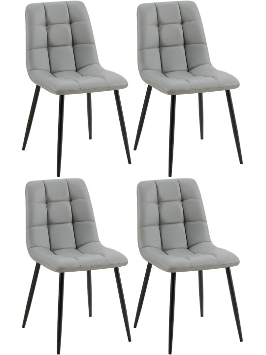 4 ruokapöydän tuolin sarja Antibes keinonahkaa, vaaleanharmaa