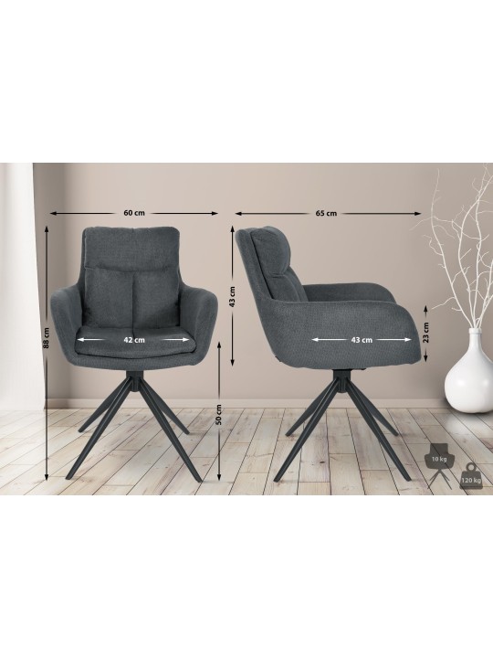 Vilas kangas ruokatuoli, tummanharmaa