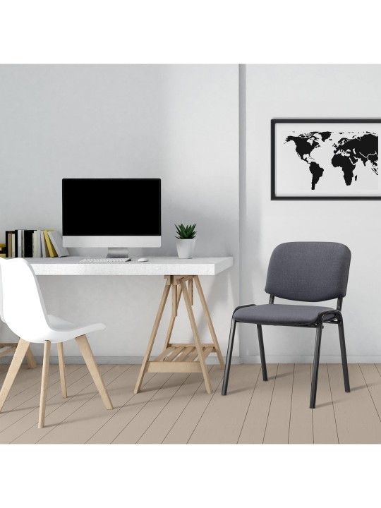 Vierailijatuoli Ken kangasta, harmaa