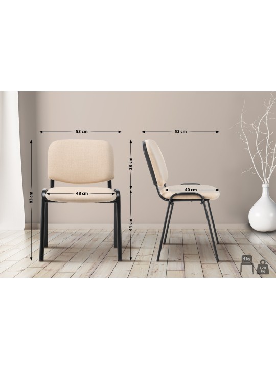 Vierailijatuoli Ken kangasta, kermanvärinen