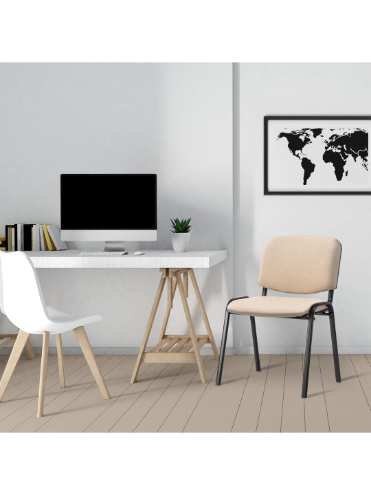 Vierailijatuoli Ken kangasta, kermanvärinen