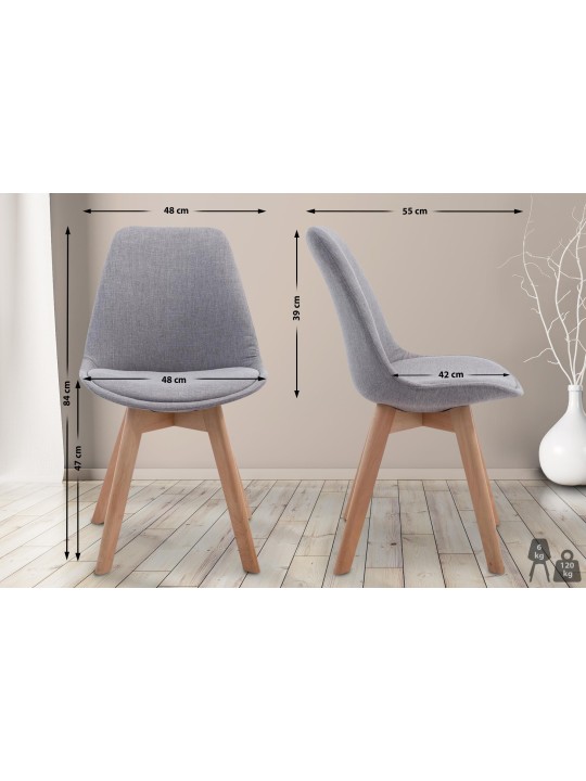 Vierailutuoli Borneo V2 Natura kangasta, harmaa