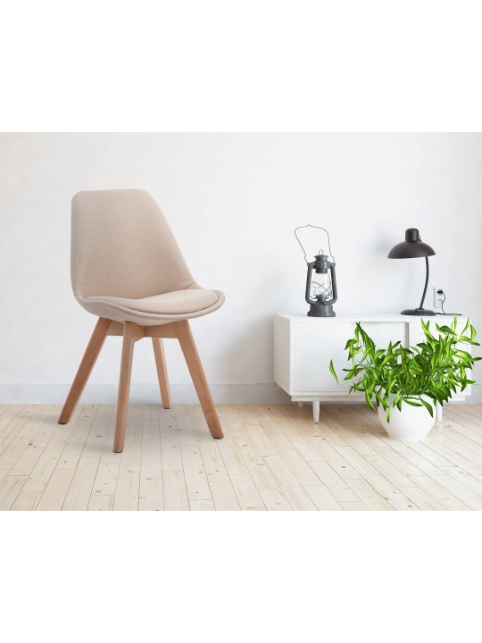 Vierailutuoli Borneo V2 Natura kangasta, kermanvärinen