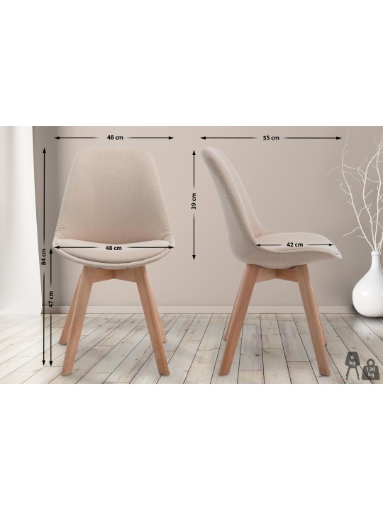 Vierailutuoli Borneo V2 Natura kangasta, kermanvärinen