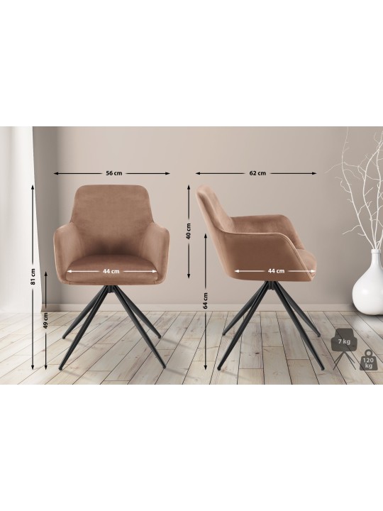 Olema samettinen ruokapöydän tuoli, ruskea