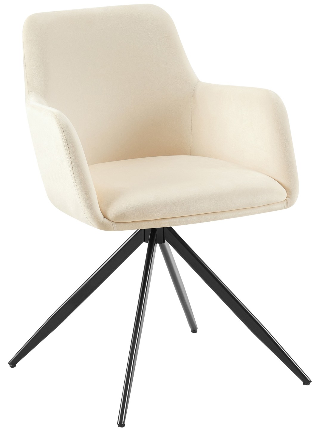 Olema samettinen ruokapöydän tuoli, kermanvärinen