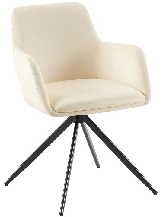 Olema samettinen ruokapöydän tuoli, kermanvärinen