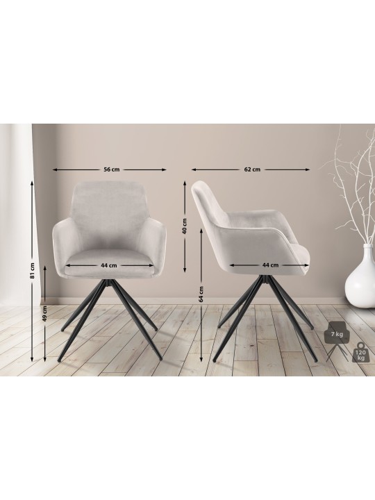 Olema samettinen ruokapöydän tuoli, harmaa