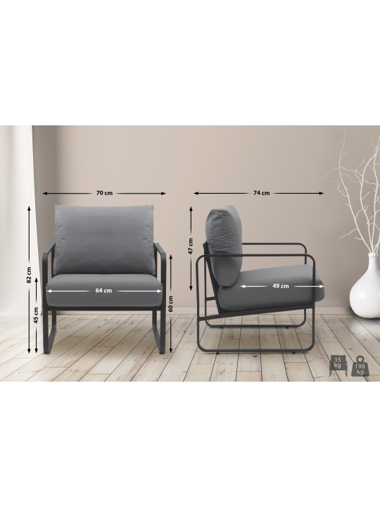 Lounger Manea keinonahkaa, harmaa