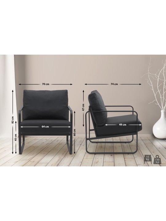 Lounger Manea keinonahkaa, musta