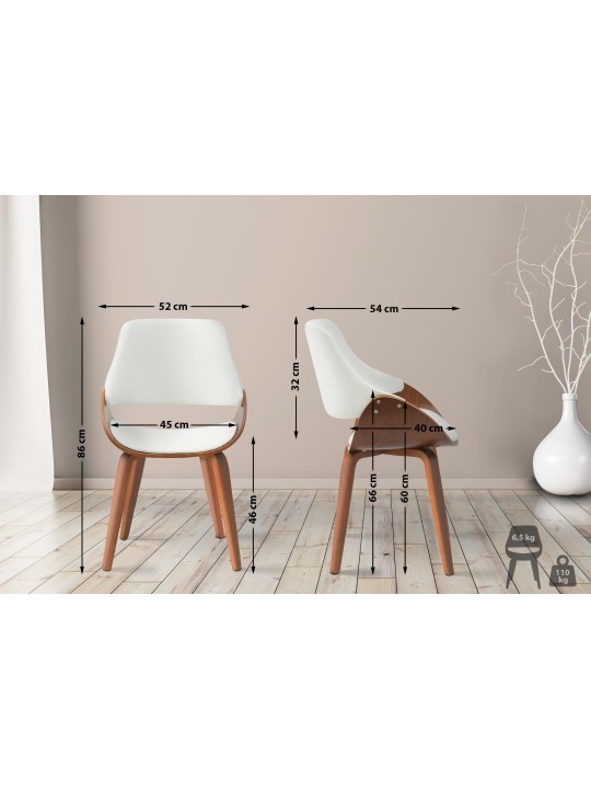 Ruokailuhuoneen tuoli Vangale keinonahkaa, pähkinä/valkoinen